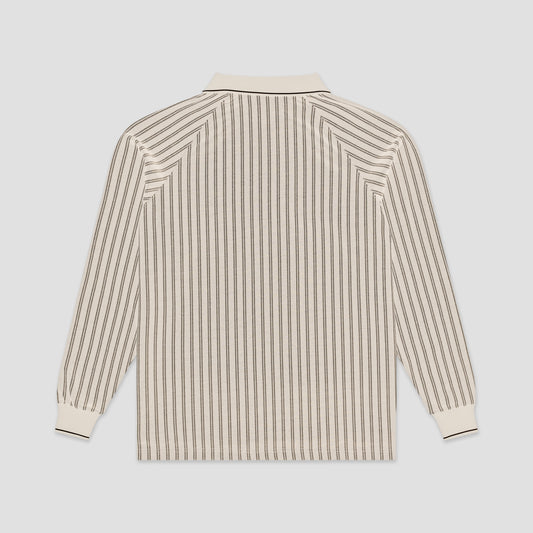 Metalwood Ribbed Longsleeve Polo Shirt Tan