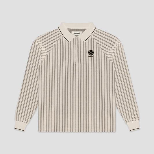 Metalwood Ribbed Longsleeve Polo Shirt Tan