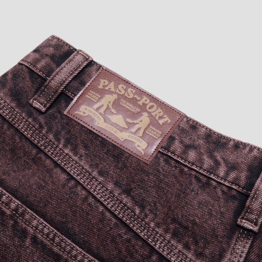 PassPort Workers Club Denim Short OverDye Wine