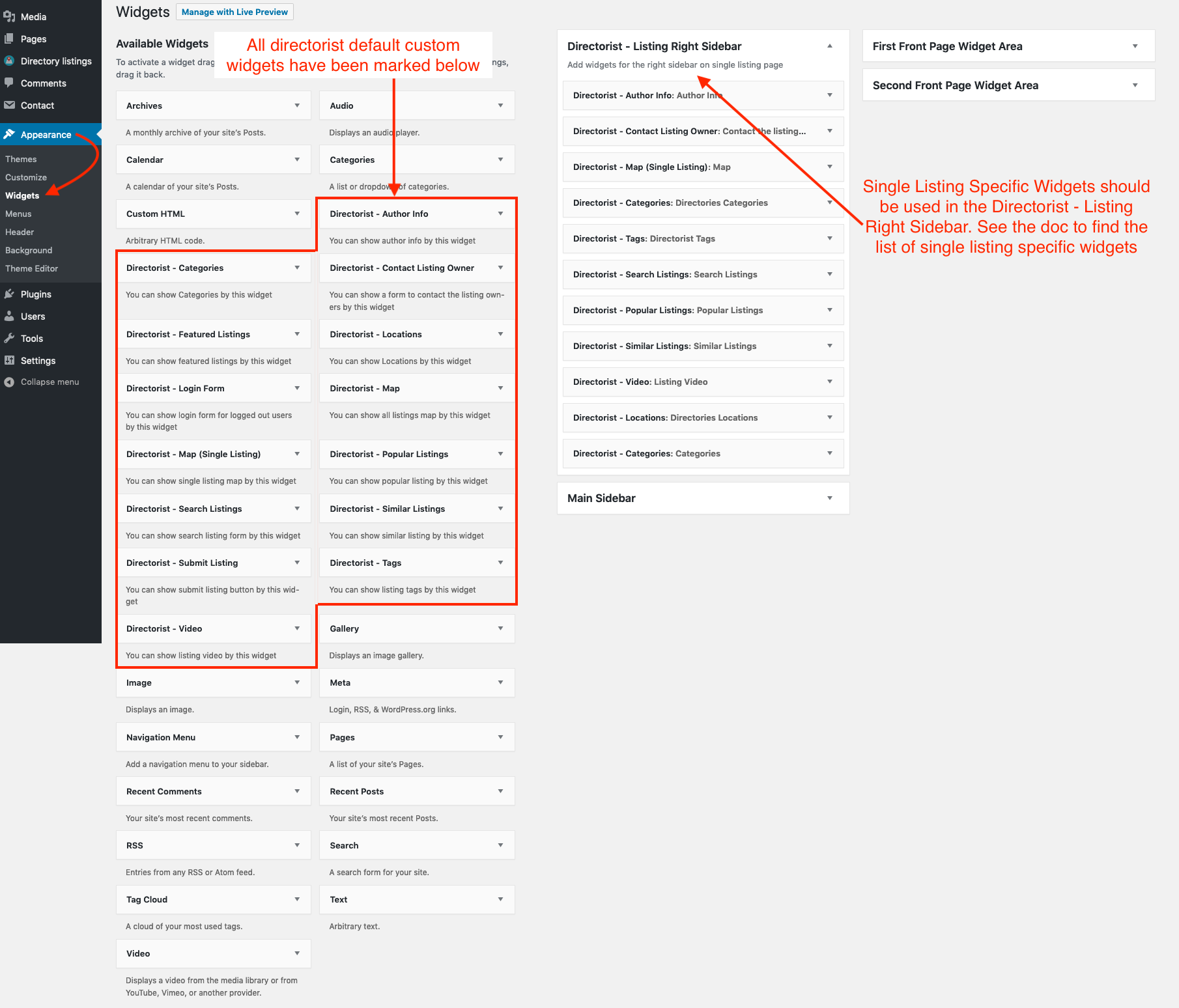 Using Directorist Widgets