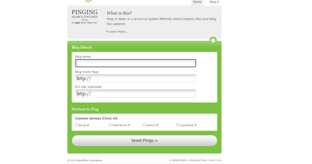 Free Ping Submission Sites